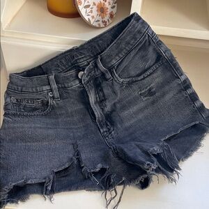 American Eagle Outfitters Women's Dark Gray Distressed Jean Shorts